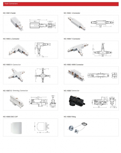 Track Light Accessories 6 Line Track System K5-6插图