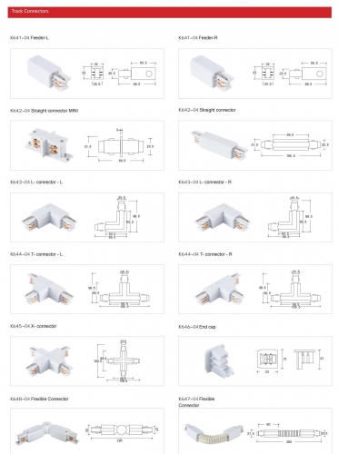 Track Light Accessories 4 Line Track System K5-H-04插图
