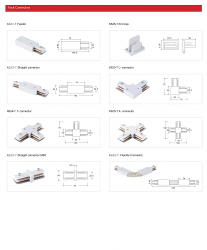 Track Light Accessories 2 Line Track System K5-T插图