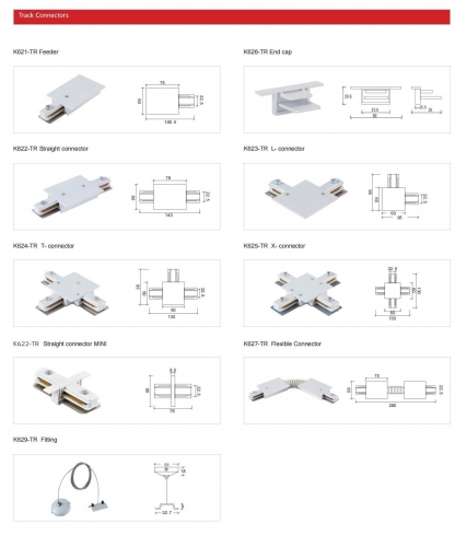 Track Light Accessories 2 Line Track System K5-TR插图
